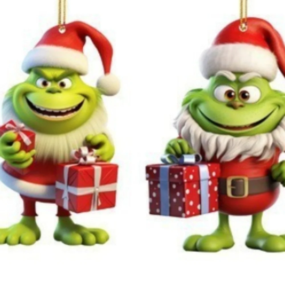 New Cartoon Grinches Christmas Tree Unique Decoration/ Ornaments Set of 8 3D